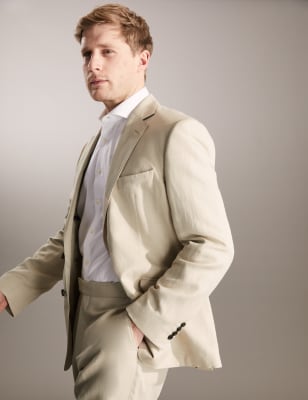 

JAEGER Chaqueta de ajuste estándar de seda y lino italianosMens - Stone, Stone