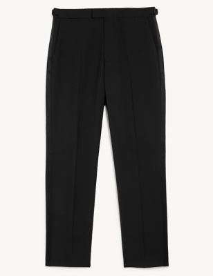 Jaeger Mens Tailored Fit Pure Wool Trousers - 34SHT - Black, Black