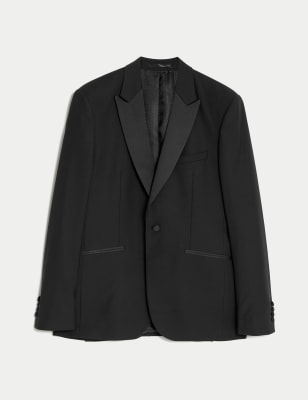 

JAEGER Mens Tailored Fit Wool Rich Tuxedo Jacket - Black, Black