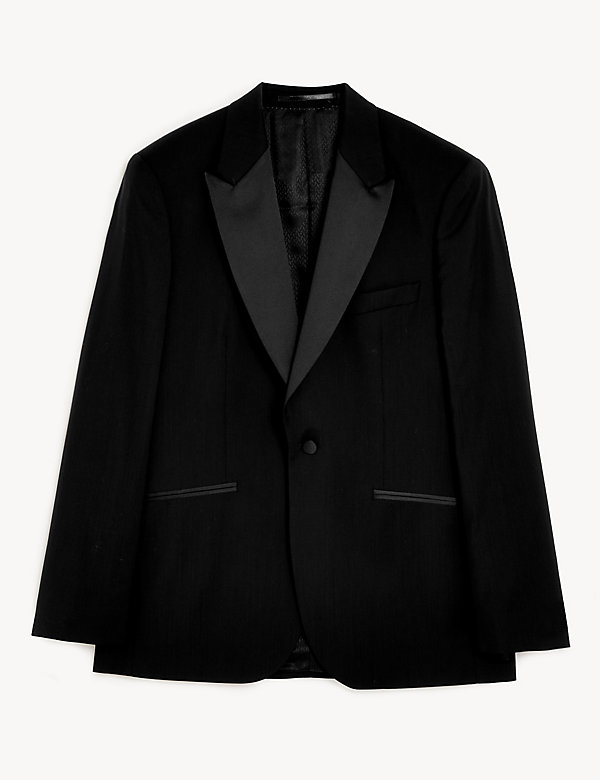 Tailored Fit Italian Pure Wool Tuxedo Jacket - GR