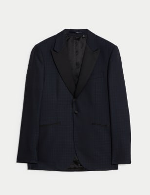 Tailored Fit Pure Wool Jacquard Tuxedo Jacket