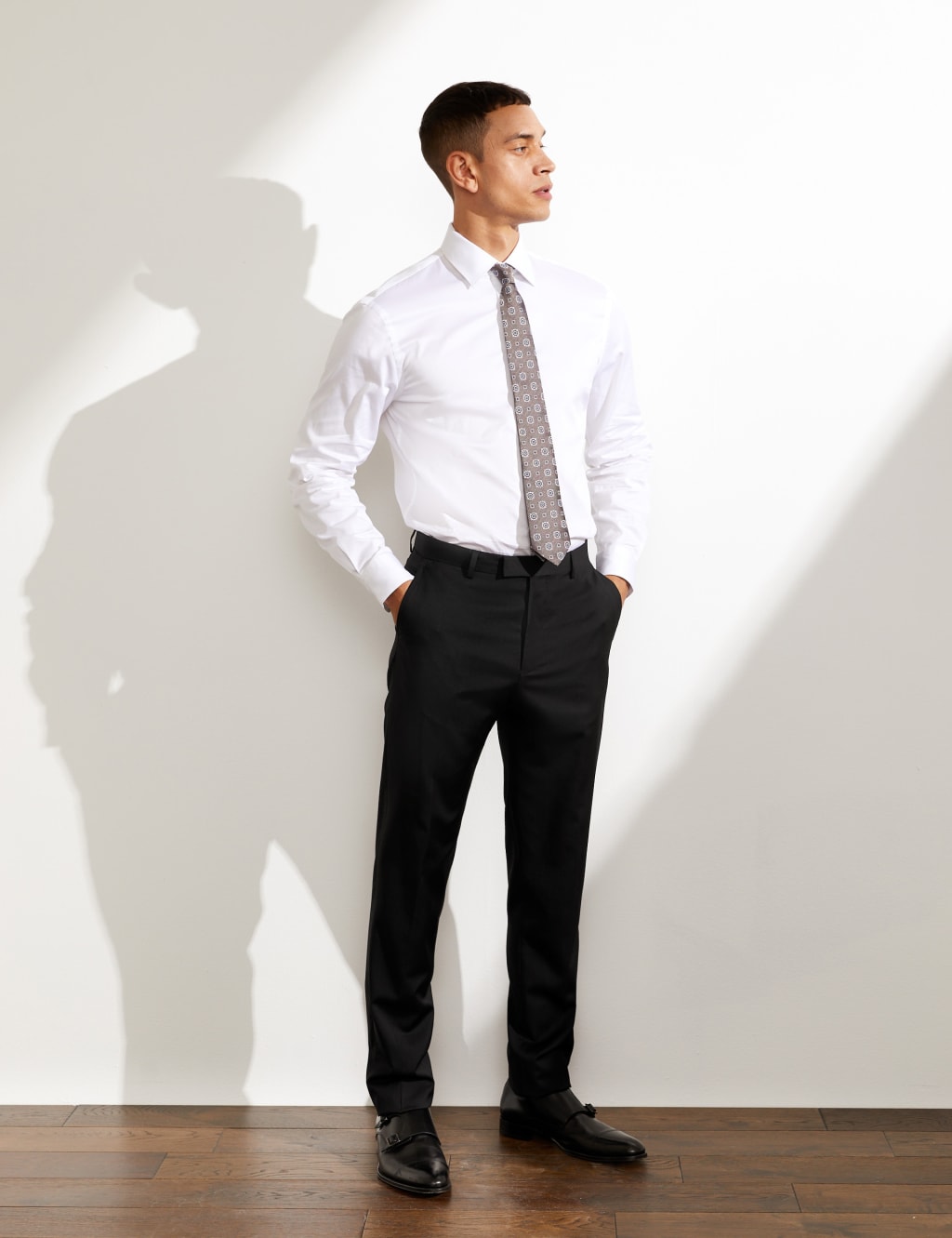 Slim Fit Pure Wool Twill Trousers image 1