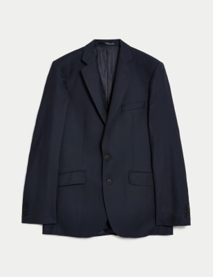 

JAEGER Mens Tailored Fit Pure Wool Birdseye Jacket - Medium Navy, Medium Navy