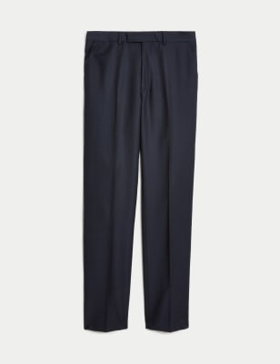 

JAEGER Mens Tailored Fit Pure Wool Birdseye Trousers - Medium Navy, Medium Navy