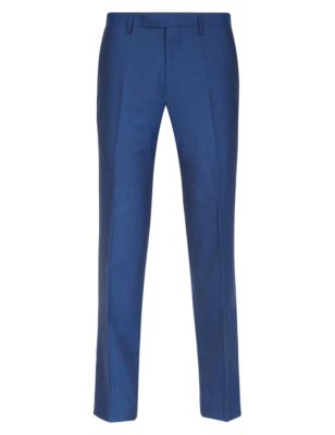 Pure New Wool Pinstriped Flat Front Trousers | Savile Row Inspired | M&S