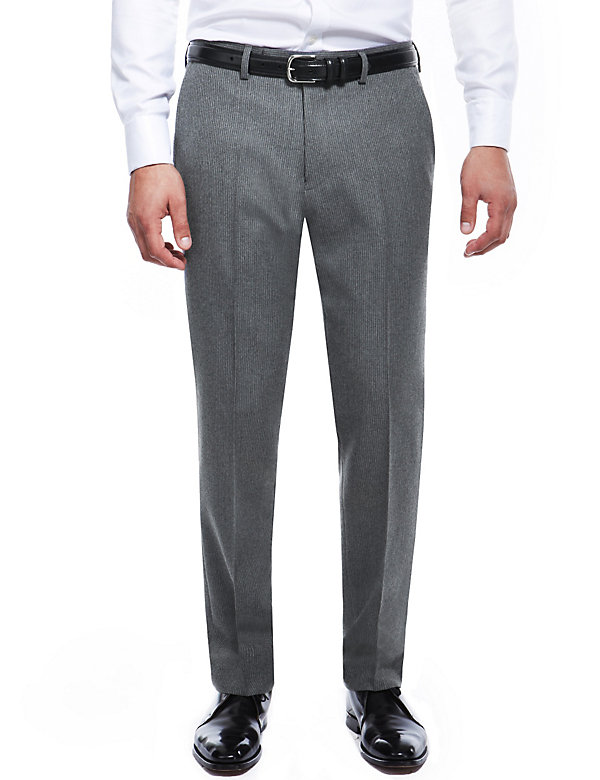 Pure New Wool Flat Front Supercrease™ Striped Trousers - HK