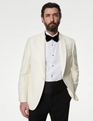M&S Sartorial Men's Wool Rich Suit Jacket - 36REG - Cream, Cream