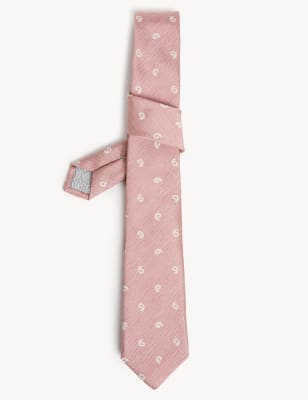 

JAEGER Mens Slim Paisley Silk Rich Tie - Pink, Pink