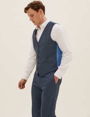 

Mens M&S Collection Check Waistcoat - Navy, Navy