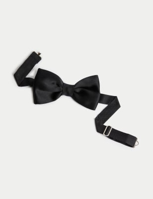 

JAEGER Mens Pure Silk Bow Tie - Black, Black