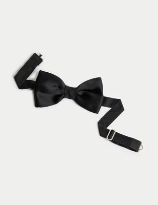 Jaeger Mens Pure Silk Bow Tie - Black, Black