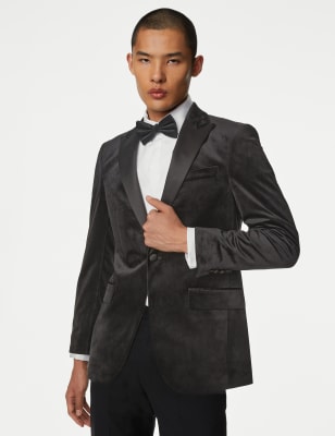 Slim Fit Velvet Peak Lapel Jacket