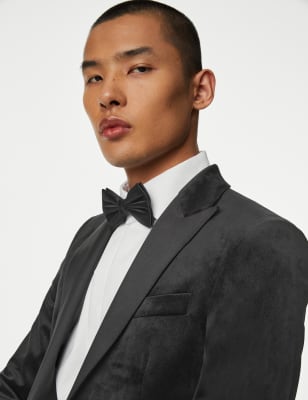 Slim Fit Velvet Peak Lapel Jacket