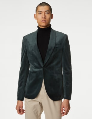 

Mens M&S Collection Schmal geschnittene Samtjacke - Dark Green, Dark Green
