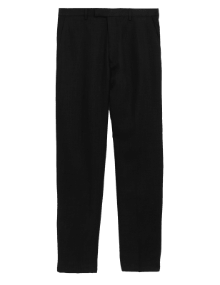 

Mens M&S Collection Tailored Fit Italian Linen Miracle™ Trousers - Black, Black