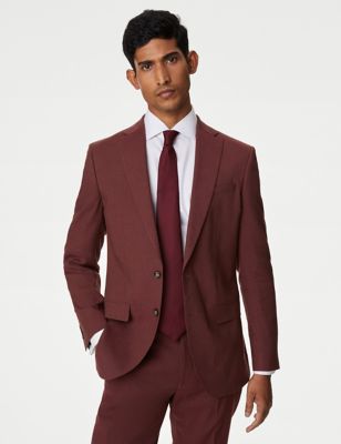 

Mens M&S Collection Tailored Fit Italian Linen Miracle™ Suit Jacket - Burgundy, Burgundy
