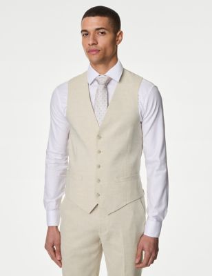

Mens M&S Collection Italian Linen Miracle™ Waistcoat - Neutral, Neutral