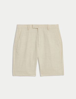 Linen Rich Flat Front Shorts