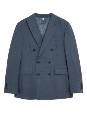 

Mens M&S Originals Tailored Fit Linen Rich Puppytooth Jacket - Blue, Blue