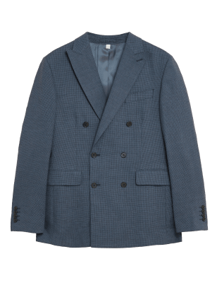 

Mens M&S Originals Tailored Fit Linen Rich Puppytooth Jacket - Blue, Blue