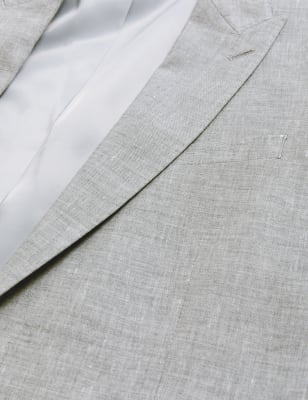 

M&S Collection Chaqueta de corte sastre italiana Linen Miracle™Mens - Grey, Grey