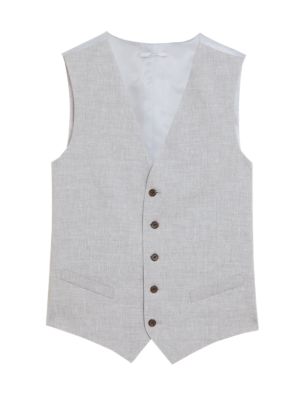 

Mens M&S Collection Italian Linen Miracle™ Waistcoat - Grey, Grey