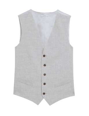 

Mens M&S Collection Italian Linen Miracle™ Waistcoat - Grey, Grey