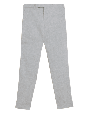 

Mens M&S Collection Slim Fit Italian Linen Miracle™ Trousers - Grey, Grey