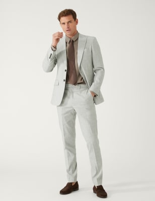 

Mens M&S Collection Slim Fit Italian Linen Miracle™ Suit Jacket - Light Grey, Light Grey