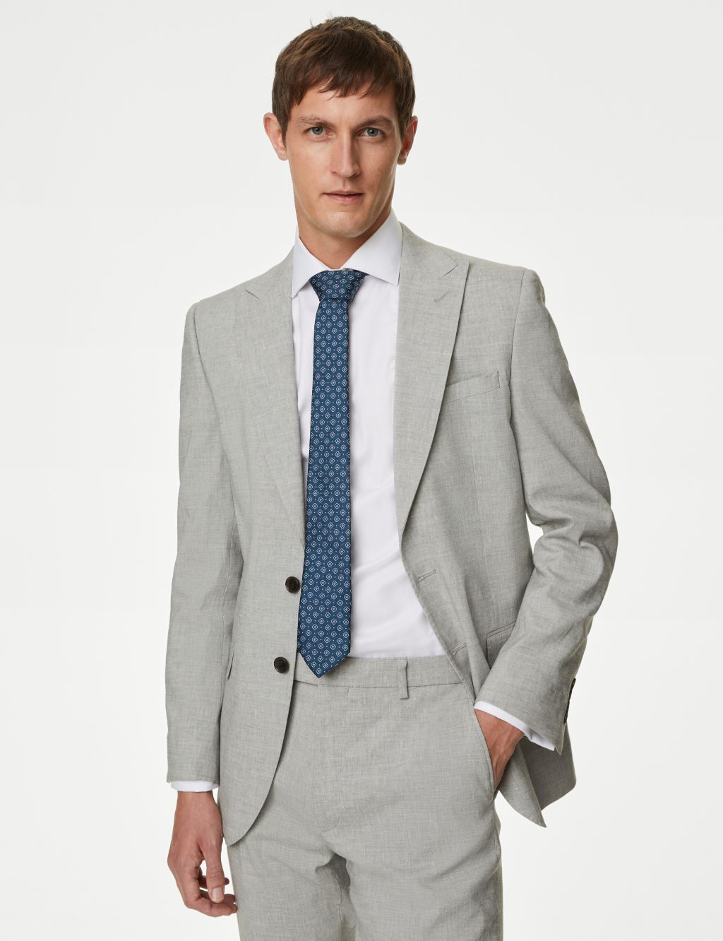Tailored Fit Linen Rich Suit Jacket image 1