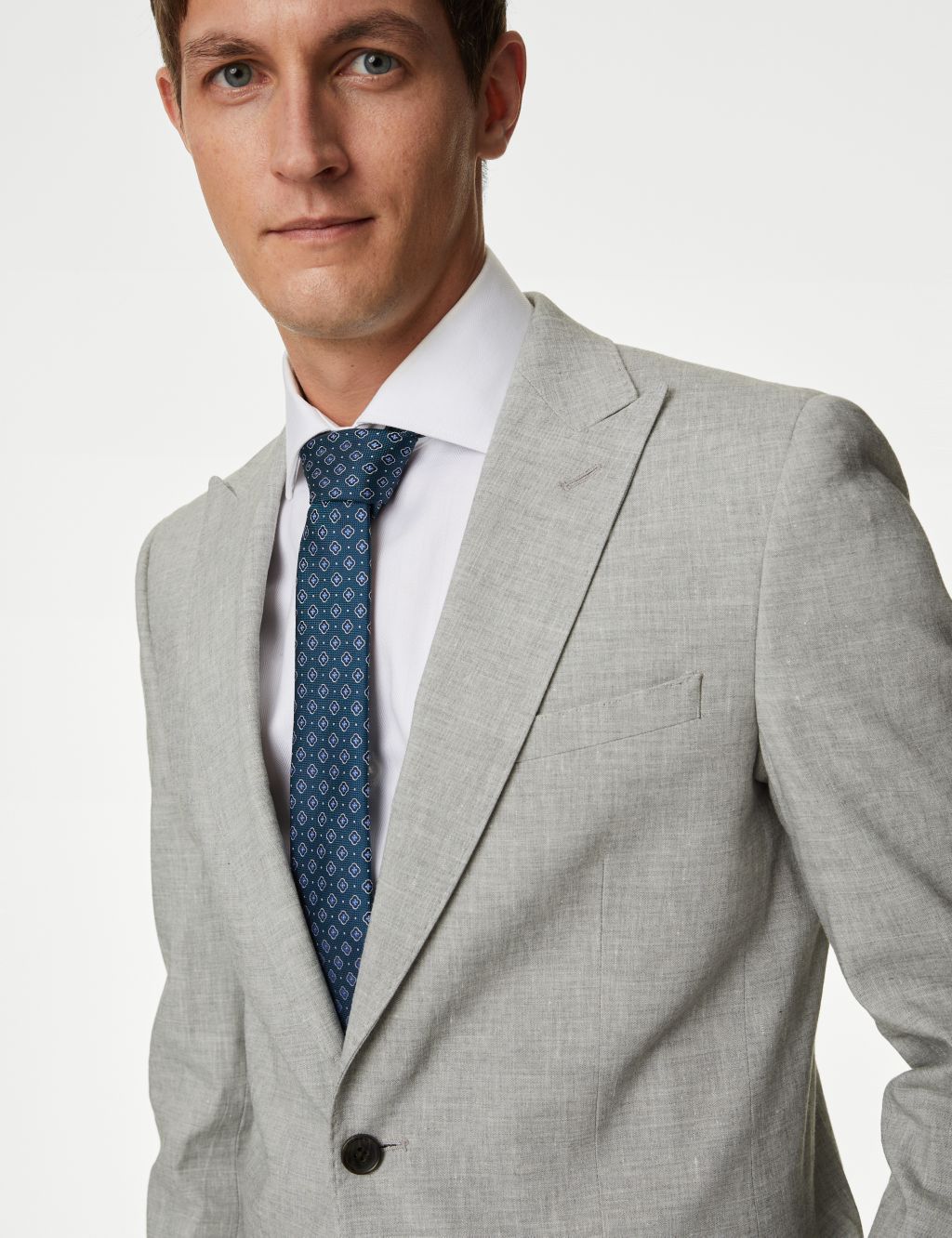 Tailored Fit Linen Rich Suit Jacket image 4