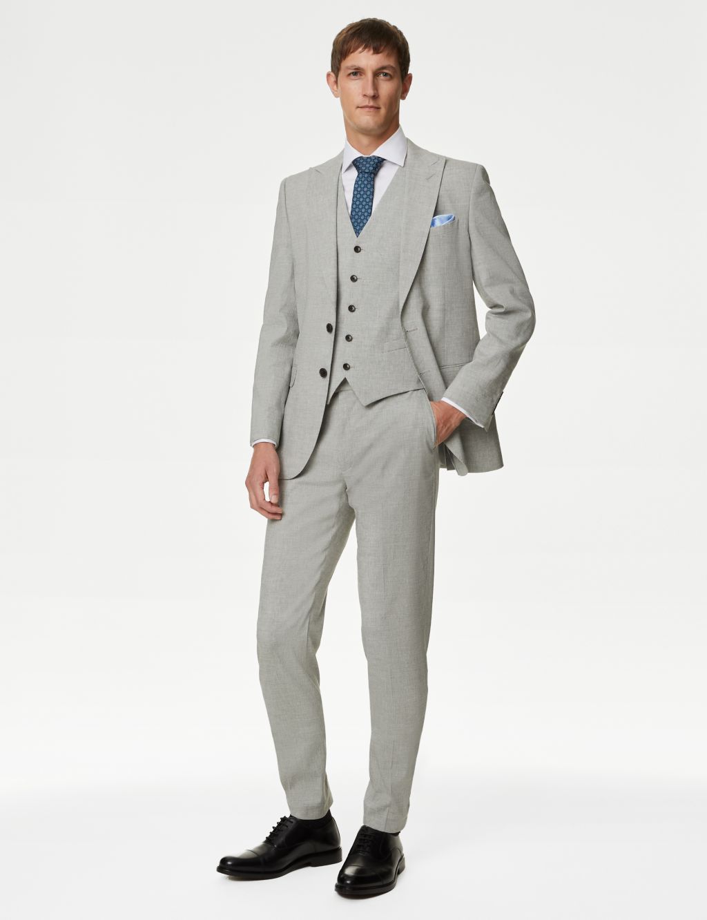 Tailored Fit Linen Rich Suit Jacket image 6