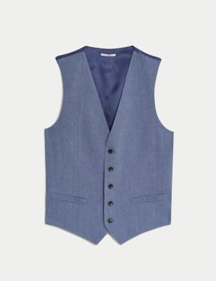 

Mens M&S Collection Italian Linen Miracle™ Waistcoat - Chambray, Chambray