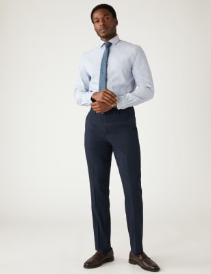 

M&S Collection Pantalón de traje slim italiano Linen Miracle™Mens - Navy, Navy