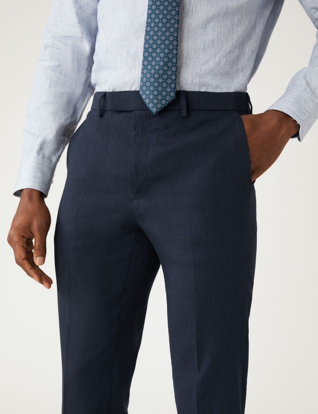 Slim Fit Italian Linen Miracle™ Suit Trousers image 3