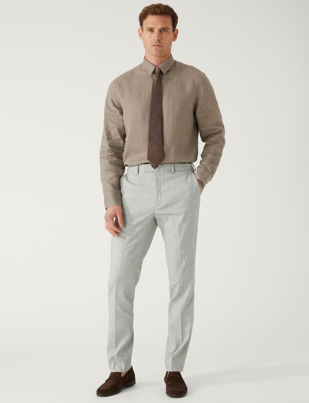 Slim Fit Italian Linen Miracle™ Suit Trousers image 1