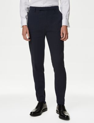 M&S Mens Tailored Fit Italian Linen Miracle Suit Trousers - 34REG - Navy, Navy,Light Grey,Neutral,C