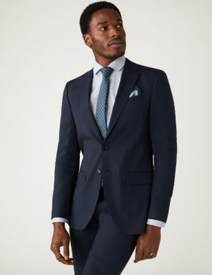 

M&S Collection Chaqueta de traje de corte ajustado italiana Linen Miracle™Mens - Navy, Navy