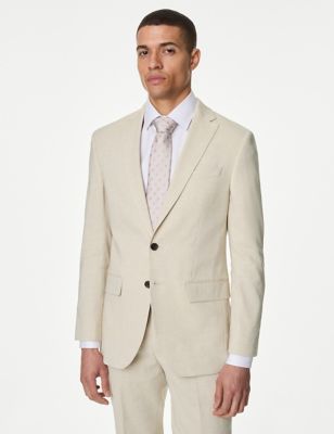 

Mens M&S Collection Tailored Fit Italian Linen Miracle™ Suit Jacket - Neutral, Neutral
