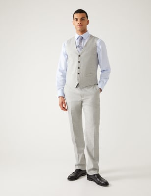 

Mens M&S Collection Italian Linen Miracle™ Waistcoat - Grey, Grey