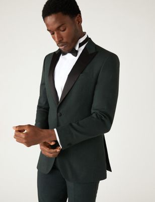 

Mens M&S Collection Tailored Fit Italian Linen Miracle™ Tuxedo Jacket - Dark Green, Dark Green