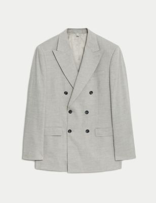 M&S Mens Slim Fit Italian Linen Miracle Jacket - 36REG - Grey, Grey