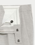Pantalon de costume coupe ajustée en tissu d'origine italienne à motif pied-de-coq, doté de la technologie Linen Miracle™