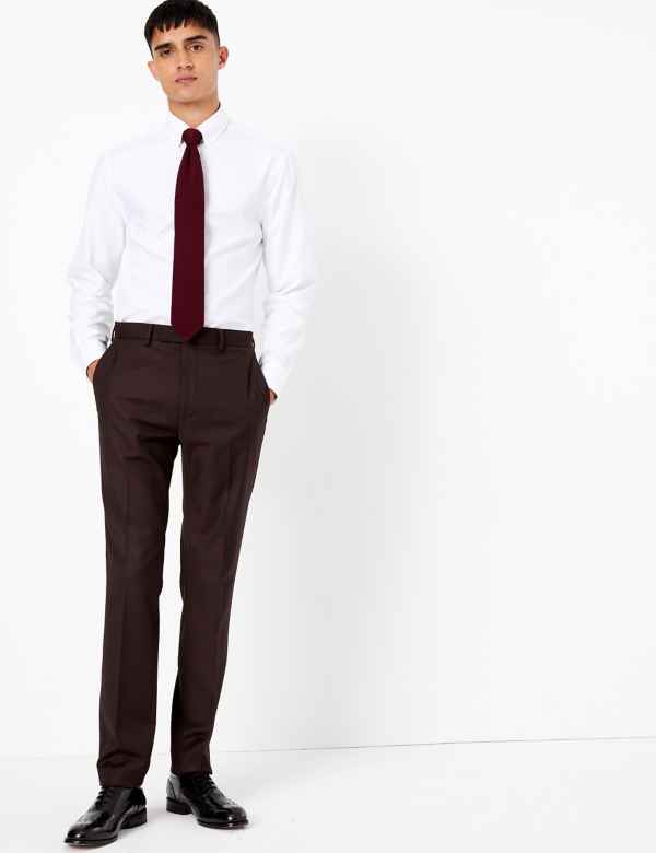 Textured Skinny Fit Trousers with Stretch