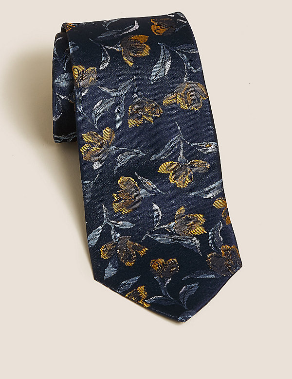 Floral Pure Silk Tie - AT