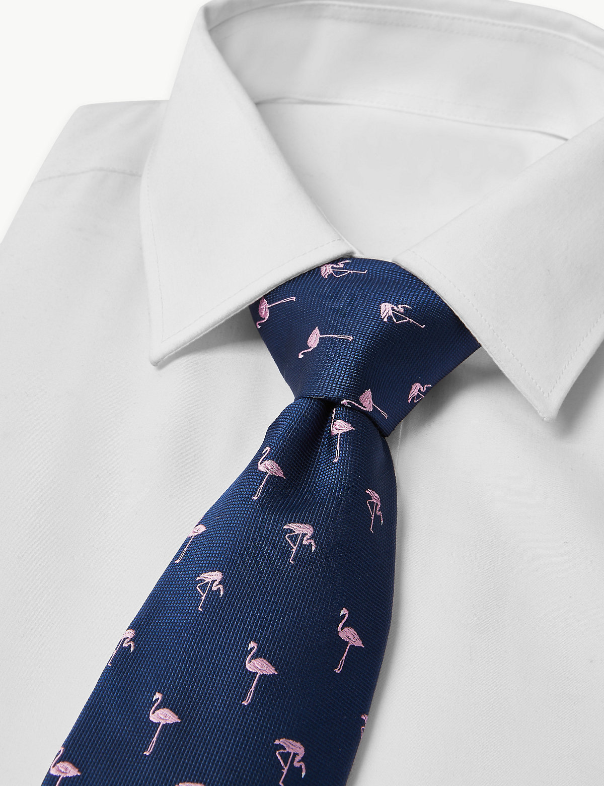 Woven Flamingo Pure Silk Tie