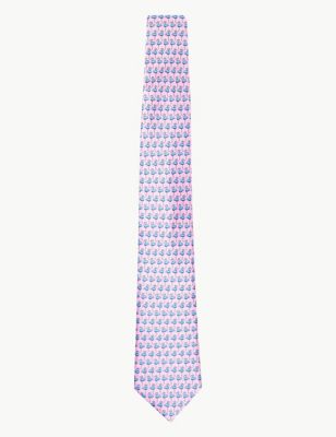 Luxury Cravate 100 % soie à imprimé flamants roses - Rose Assorti