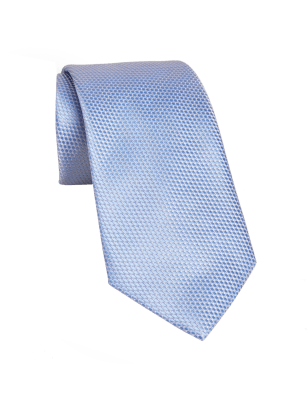 

Mens M&S Collection Strukturierte Krawatte aus reiner Seide - Hellblau, Hellblau