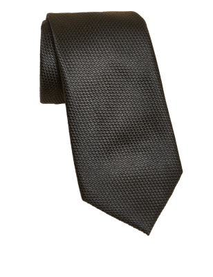 

Mens M&S Collection Textured Pure Silk Tie - Black, Black