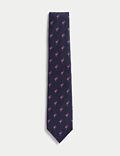ربطة عنق من الحرير الصافي بنقشة فلامينجو